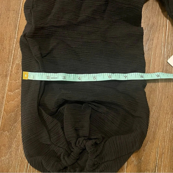 ASOS Linen Cotton Long Puff Sleeve Top Lace Up Black Deep V Front Y2K 4 S - Picture 10 of 12